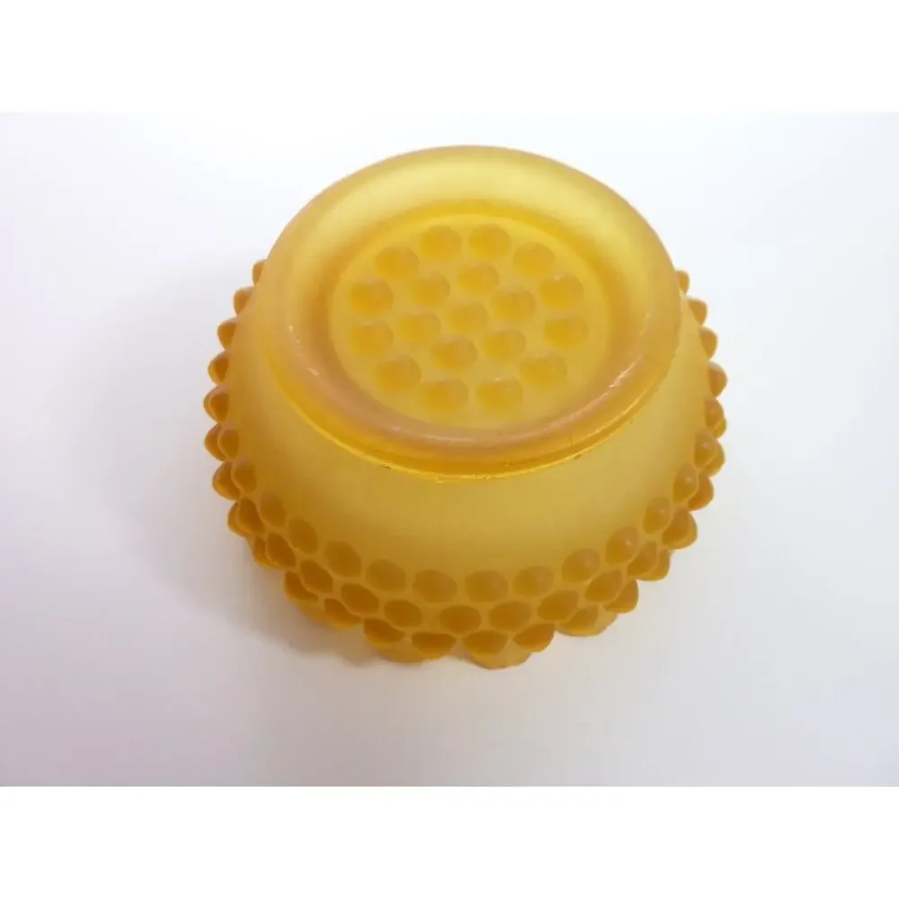 Vintage Frosted Hobnail Glass Bowl Amber Crested Ruffled Satin Yellow Candy Dish